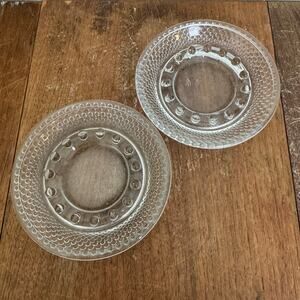 Pair (2) Anchor Hocking Clear Glass Vintage Hobnail‎ Ash trays